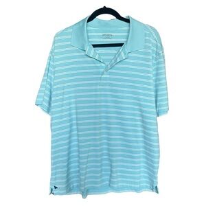 Untuckit Polo Golf Shirt Men’s Size XL  turquoise Blue Striped Casual Preppy